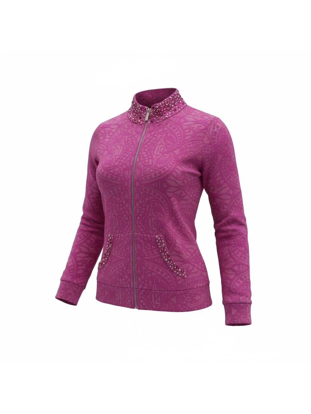 Purple Paisley Patterned Set with Rhinestone Detailing